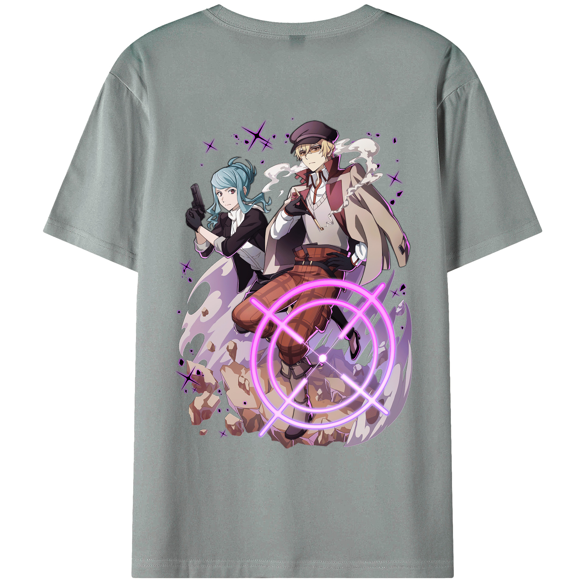 （画像用） 文豪ストレイドッグス Bungo Stray Dogs 綿100％ メンズ半袖Tシャツ（バックプリント） 通気性